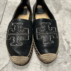 Tory Burch Black Espadrille Loafers Size 8.5